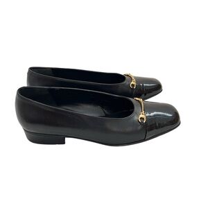 Amalfi Black Genuine Leather Classic Block Low Heel Shoes 6.5‎ B